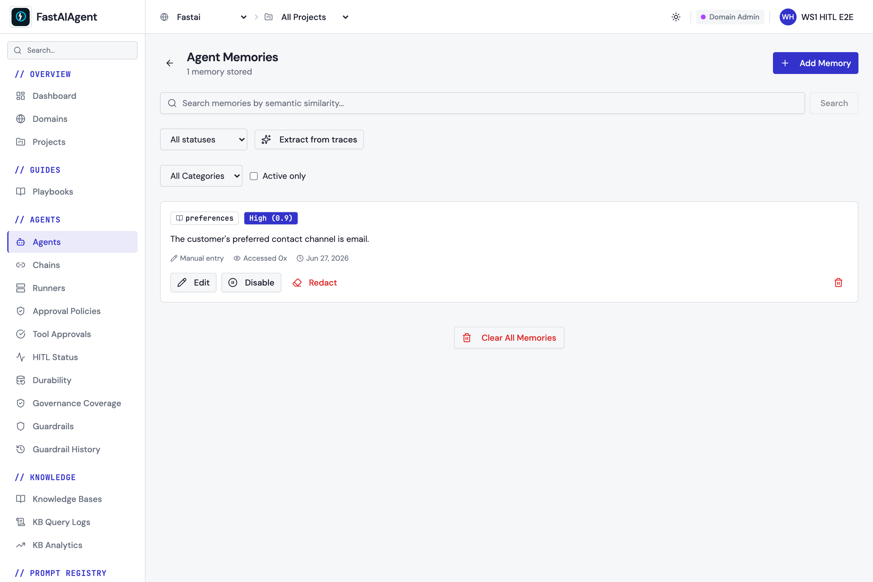 Curated agent memories on the plane