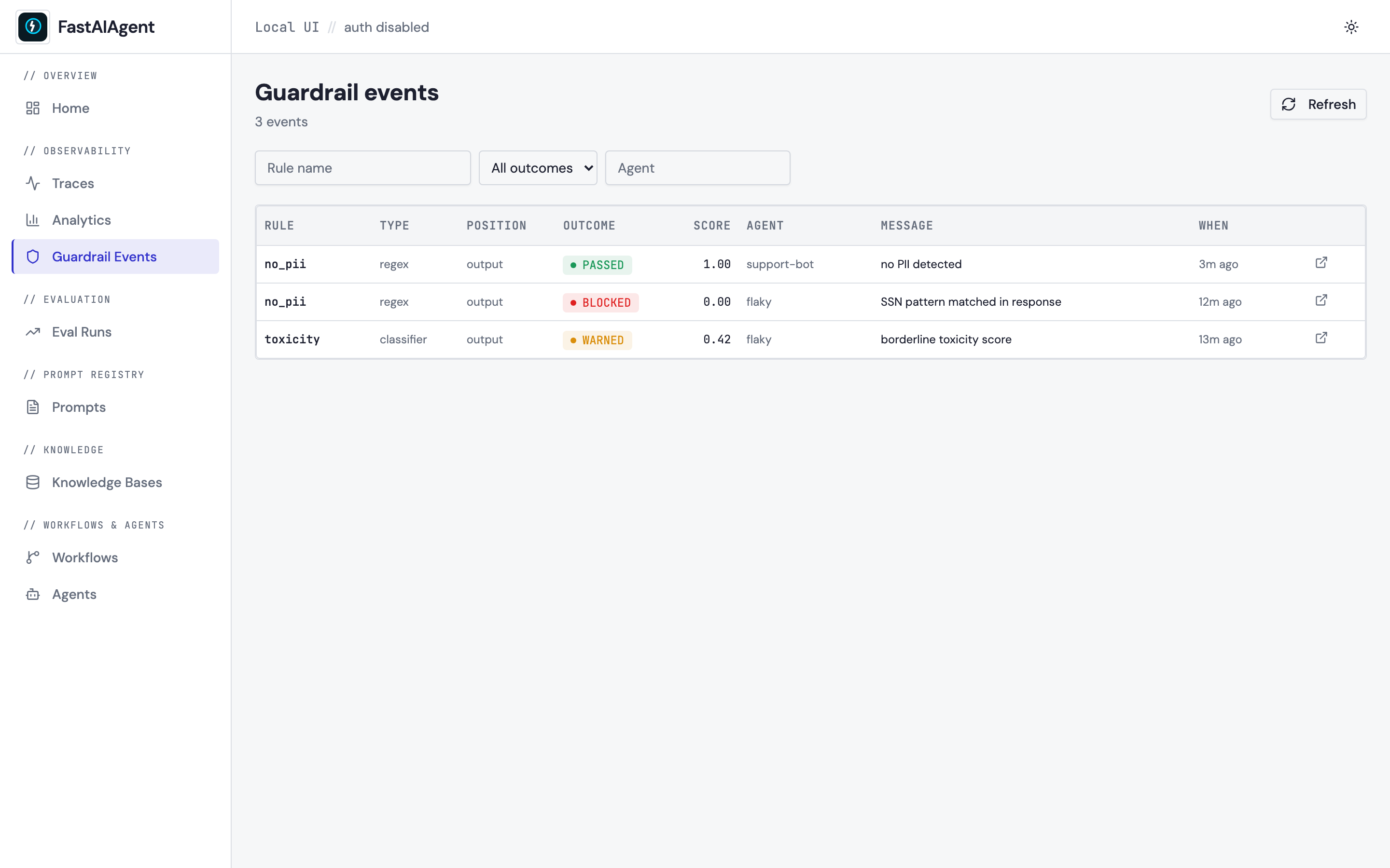Guardrail events