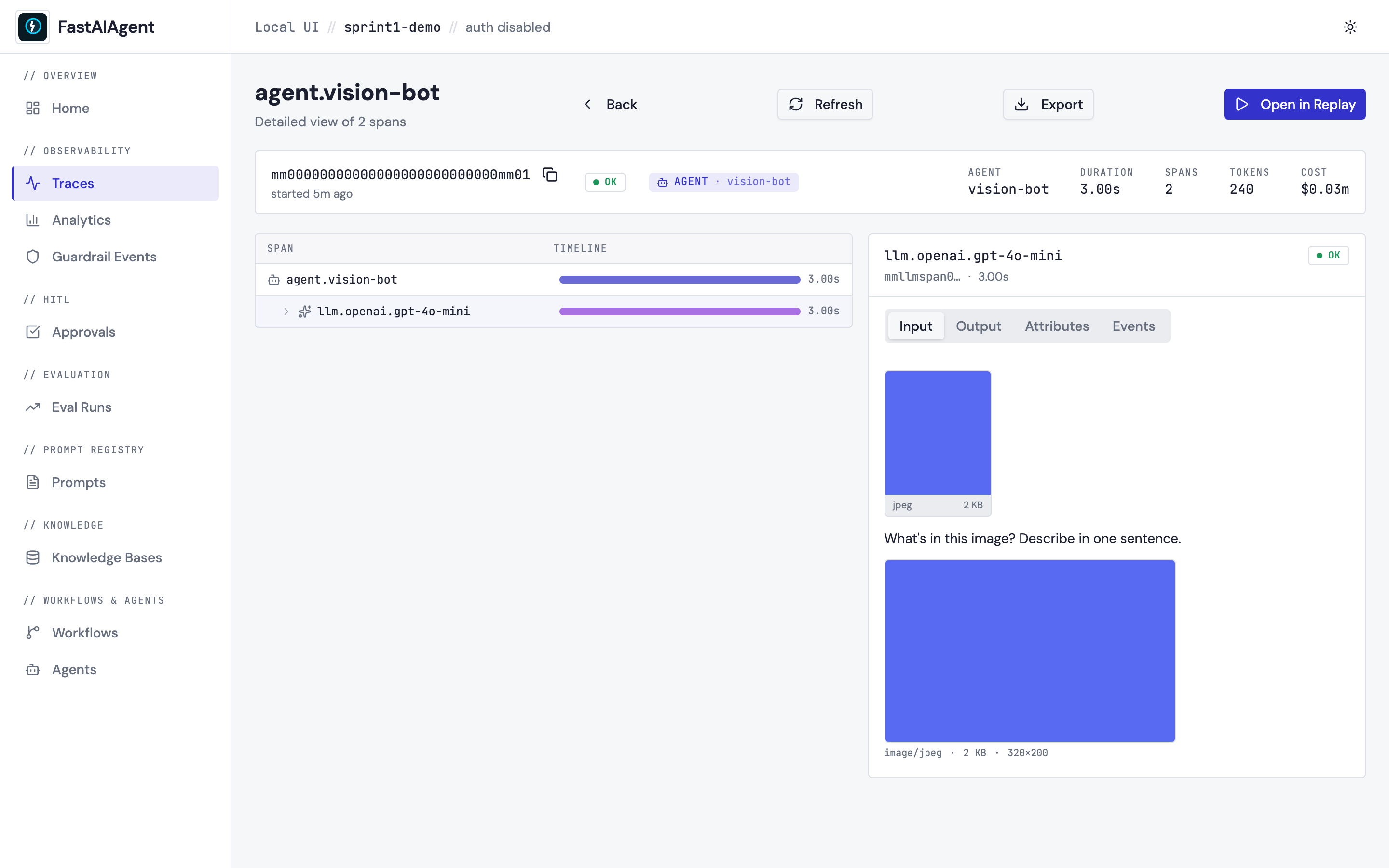 Inline image rendering on the LLM span Input tab