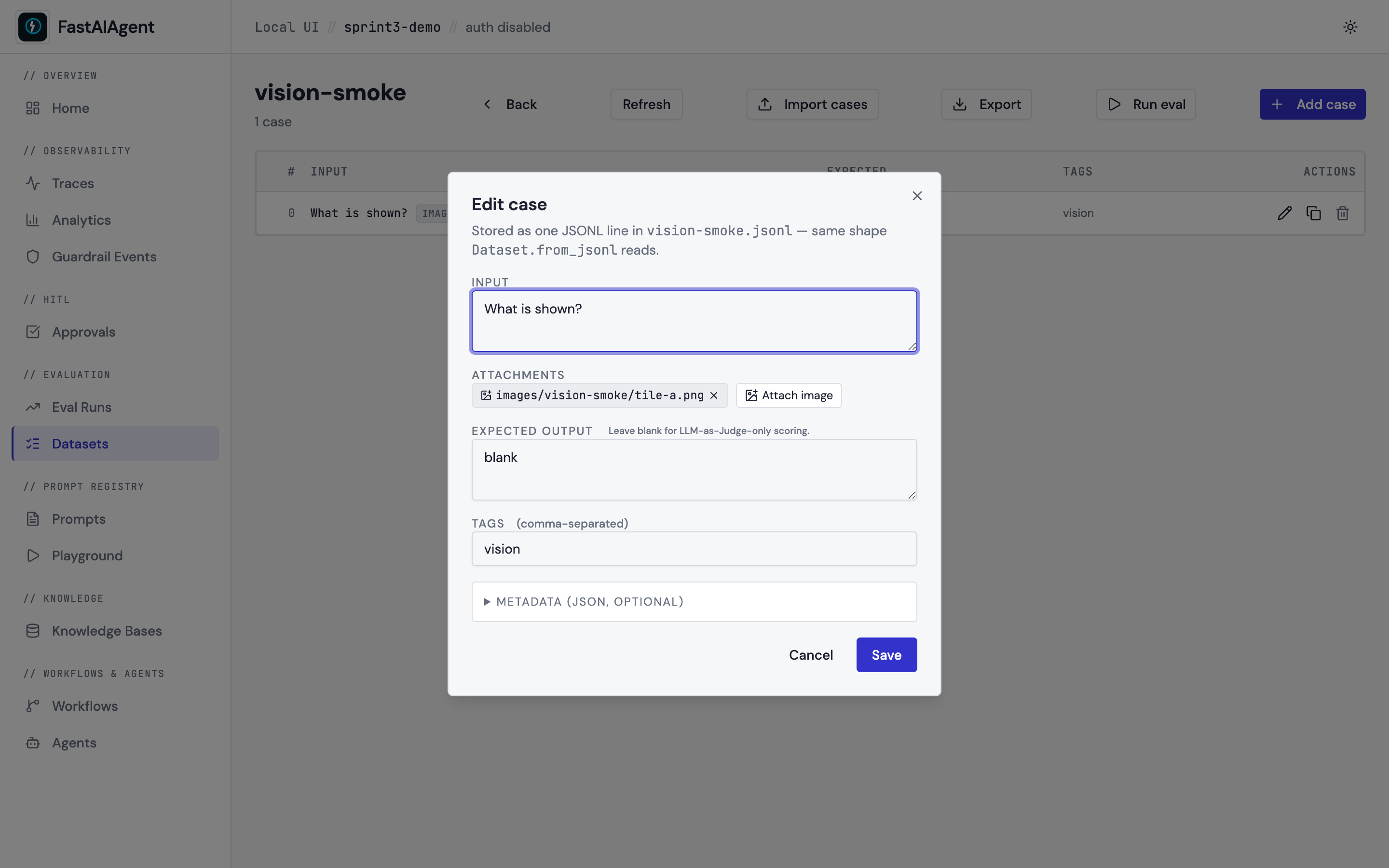 Case editor with multimodal attachment