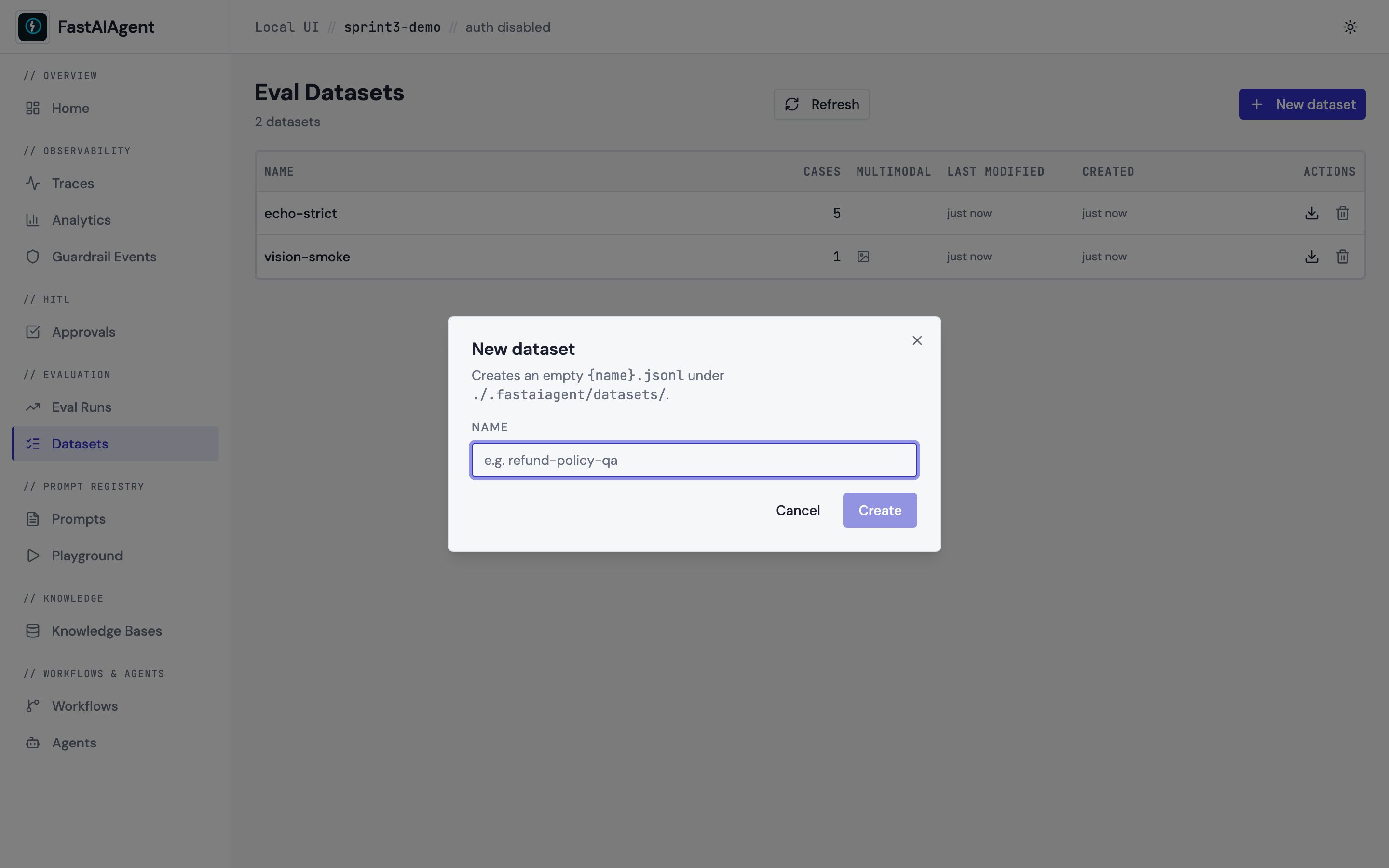 Playground combo over existing datasets